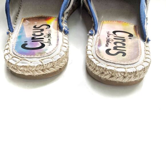 Circus Sam Edelman Striped Espadrille Mules 8 Bow Toe Slip On Canvas Summer Chic - Picture 4 of 16